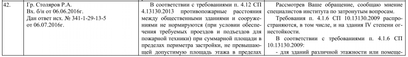 Разъяснение положений СП 4.13130.2013