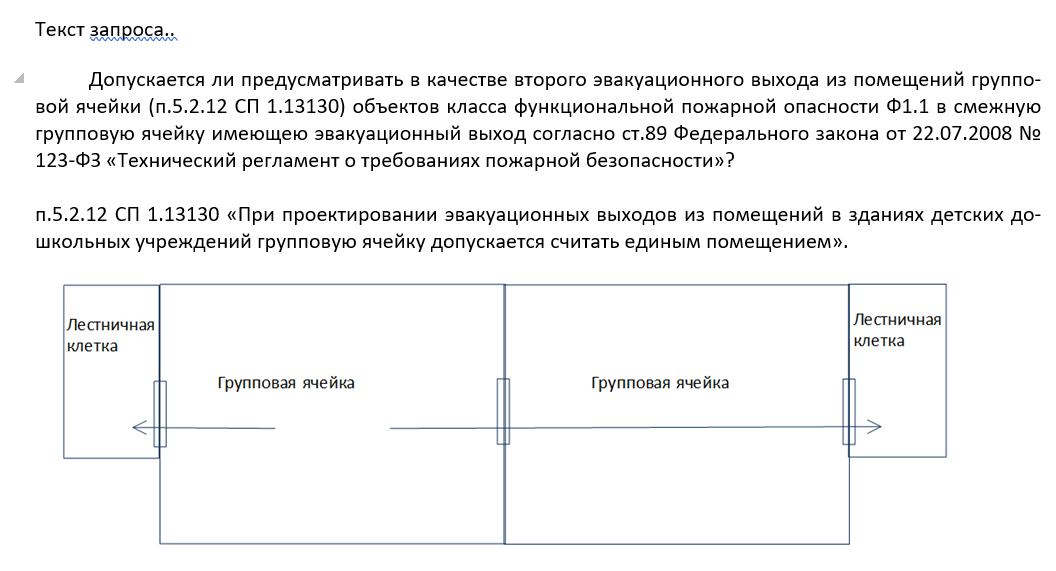 Эвакуационный выход в смежную групповую ячейку