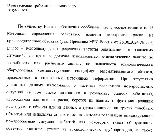 Письмо ФГБУ ВНИИПО МЧС России «О разъяснении требований нормативных документов»